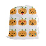 Halloween Pumpkin Emojis Drawstring Pouch (XXL)