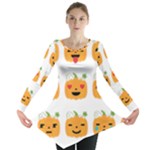 Halloween Pumpkin Emojis Long Sleeve Tunic 