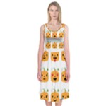 Halloween Pumpkin Emojis Midi Sleeveless Dress