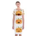 Halloween Pumpkin Emojis Classic Short Sleeve Midi Dress