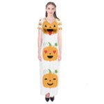 Halloween Pumpkin Emojis Short Sleeve Maxi Dress