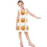 Halloween Pumpkin Emojis Kids  Sleeveless Dress