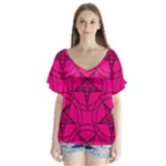 Halloween Baphomet V-Neck Flutter Sleeve Top