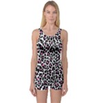 Pink Leopard Print One Piece Boyleg Swimsuit