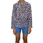 Pink Leopard Print Kids  Long Sleeve Swimwear