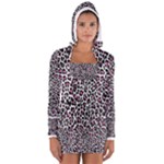 Pink Leopard Print Women s Long Sleeve Hooded T-shirt