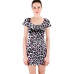 Pink Leopard Print Short Sleeve Bodycon Dress