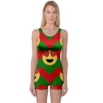 Christmas Heart Eye Emoji One Piece Boyleg Swimsuit