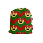 Christmas Heart Eye Emoji Drawstring Pouch (Large)