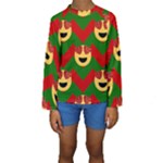 Christmas Heart Eye Emoji Kids  Long Sleeve Swimwear