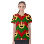 Christmas Heart Eye Emoji Women s Cotton Tee