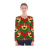 Christmas Heart Eye Emoji Women s Long Sleeve Tee