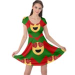 Christmas Heart Eye Emoji Cap Sleeve Dress