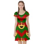 Christmas Heart Eye Emoji Short Sleeve Skater Dress