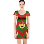 Christmas Heart Eye Emoji Short Sleeve Bodycon Dress