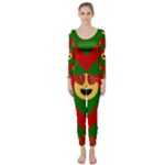 Christmas Heart Eye Emoji Long Sleeve Catsuit