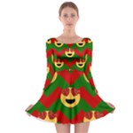 Christmas Heart Eye Emoji Long Sleeve Skater Dress