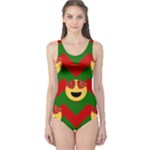 Christmas Heart Eye Emoji One Piece Swimsuit