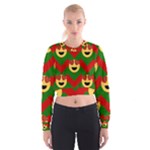 Christmas Heart Eye Emoji Women s Cropped Sweatshirt