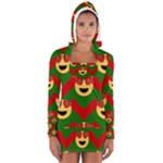 Christmas Heart Eye Emoji Women s Long Sleeve Hooded T-shirt