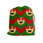 Christmas Heart Eye Emoji Drawstring Pouch (XL)