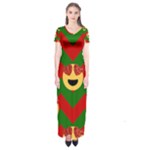 Christmas Heart Eye Emoji Short Sleeve Maxi Dress