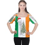 irish christmas Women s Cutout Shoulder Tee