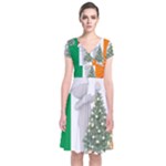 irish christmas Short Sleeve Front Wrap Dress