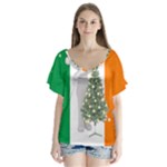 irish christmas V-Neck Flutter Sleeve Top