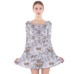 Christmas Silver Festivus Long Sleeve Velvet Skater Dress