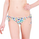 Blue Colorful Cats Silhouettes Pattern Bikini Bottom