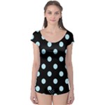 Polka Dots - Light Blue on Black Boyleg Leotard (Ladies)