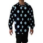 Polka Dots - Light Blue on Black Hooded Wind Breaker (Kids)