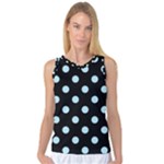 Polka Dots - Light Blue on Black Women s Basketball Tank Top