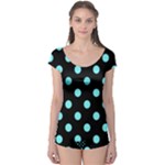 Polka Dots - Electric Blue on Black Boyleg Leotard (Ladies)