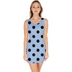 Polka Dots - Black on Baby Blue Bodycon Dress