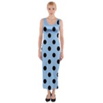 Polka Dots - Black on Baby Blue Fitted Maxi Dress