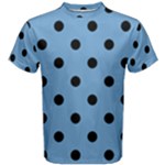 Polka Dots - Black on Iceberg Blue Men s Cotton Tee