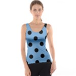 Polka Dots - Black on Iceberg Blue Tank Top