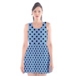 Polka Dots - Black on Iceberg Blue Scoop Neck Skater Dress