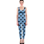 Polka Dots - Black on Iceberg Blue OnePiece Catsuit