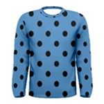 Polka Dots - Black on Steel Blue Men s Long Sleeve T-shirt