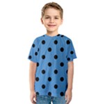 Polka Dots - Black on Steel Blue Kid s Sport Mesh Tee