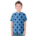 Polka Dots - Black on Steel Blue Kid s Cotton Tee