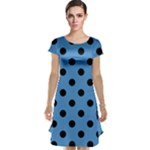 Polka Dots - Black on Steel Blue Cap Sleeve Nightdress