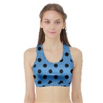 Polka Dots - Black on Steel Blue Women s Sports Bra with Border