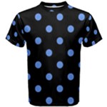 Polka Dots - Cornflower Blue on Black Men s Cotton Tee