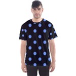 Polka Dots - Cornflower Blue on Black Men s Sport Mesh Tee