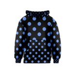 Polka Dots - Cornflower Blue on Black Kid s Pullover Hoodie