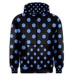 Polka Dots - Cornflower Blue on Black Men s Zipper Hoodie